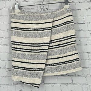H&M Size 4 74% Cotton 11% Wool Mini Skirt Striped Cute Flirty Bodycon Tribal